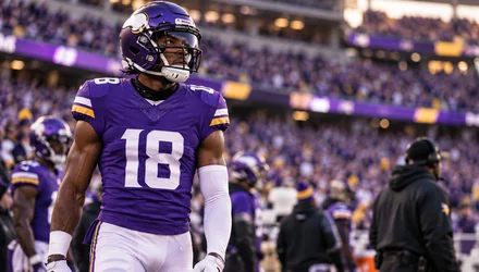 A young Vikings defender celebrating after a stop