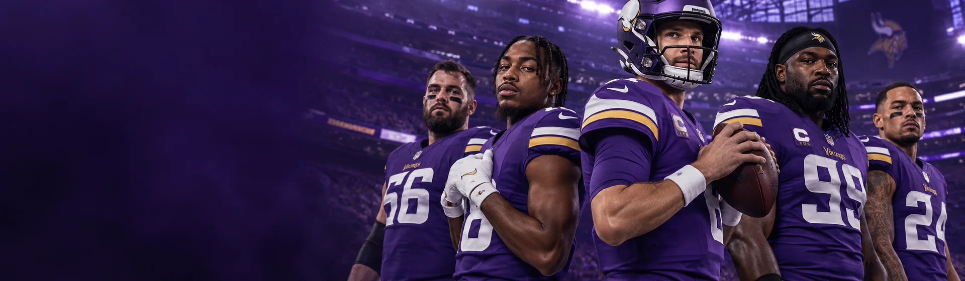 Minnesota Vikings players on the field at U.S. Bank Stadium