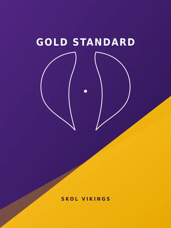 Gold Standard wallpaper: white horn outline on purple and gold, reading Gold Standard, Skol Vikings