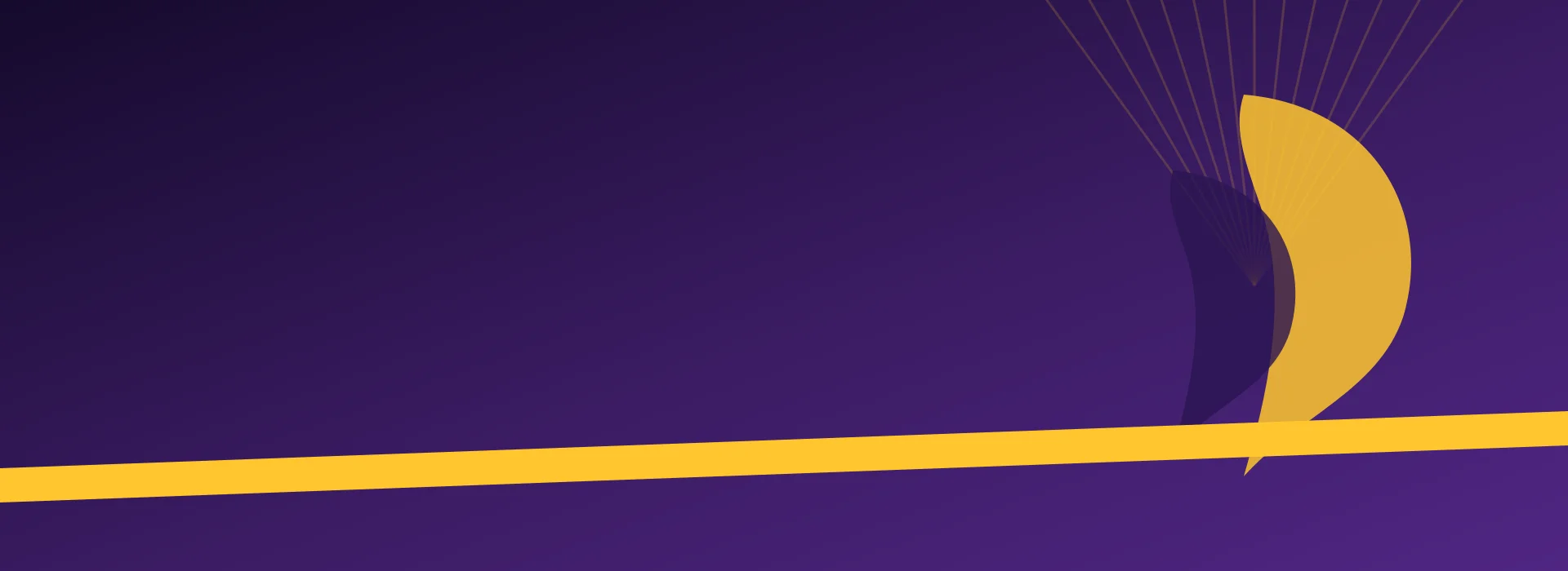 Purple wallpaper banner with a gold horizon stripe and horn shape