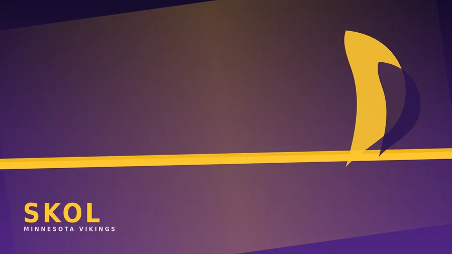 Skol Horizon wallpaper: gold horn and horizon stripe on purple, reading SKOL, Minnesota Vikings
