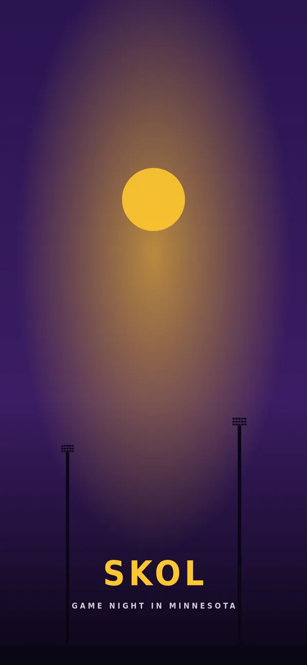 Skol Nights wallpaper: gold glow over stadium light towers, reading SKOL, Game night in Minnesota